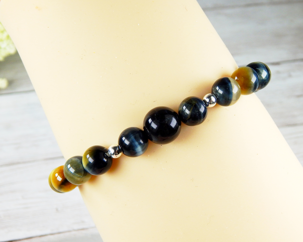 Golden Tigers Eye Natural Stone Bracelet | PlayHardLookDope L 8'' / 10mm / Gold