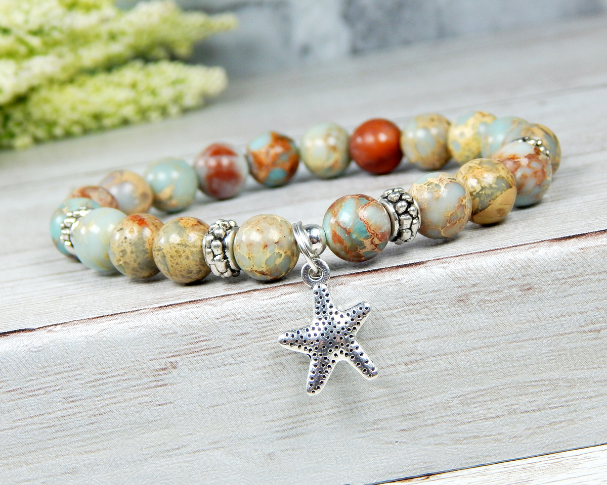 Sweet Lovely Starfish Colorful Beaded Bracelets for Women Simple