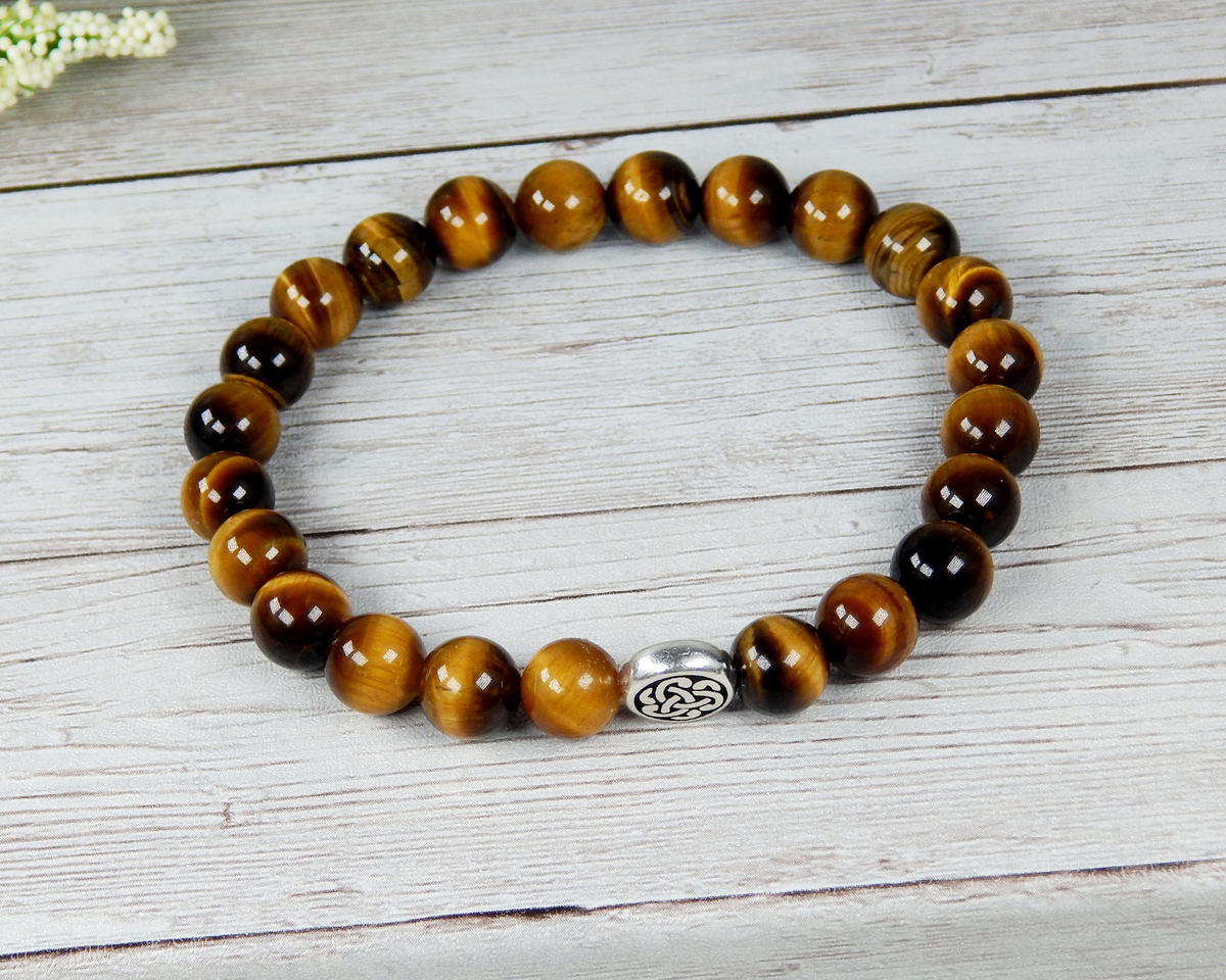 Mens Celtic Knot Bracelet with Tiger Eye