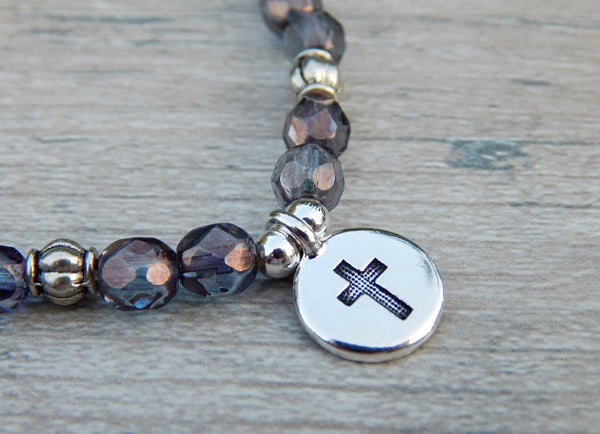 Purple Crystal Spiritual Cross Bracelet  Stone River Jewelry – Blue Stone  River