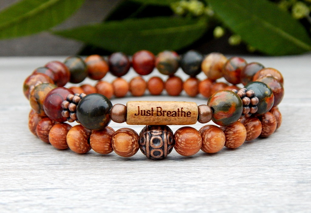 Earthy Inspirational Wood and Gemstone Bracelet | StoneRiverJewelry ...