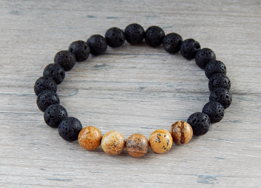 Mens Jasper and Lava Rock Bracelet | by Stone River Jewelry – Blue ...