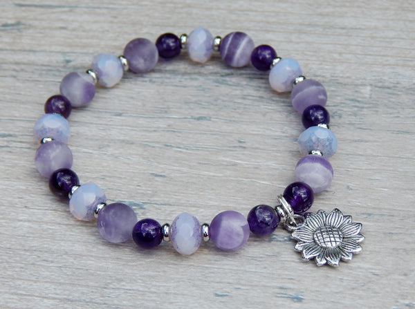 Amethyst Beaded Purple Beaded Bracelet with Small Beads