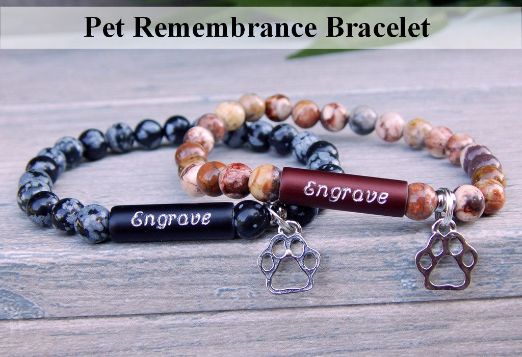 Pet Remembrance Bracelet Engraved Memorial Jewelry StoneRiverJewelry Blue Stone River