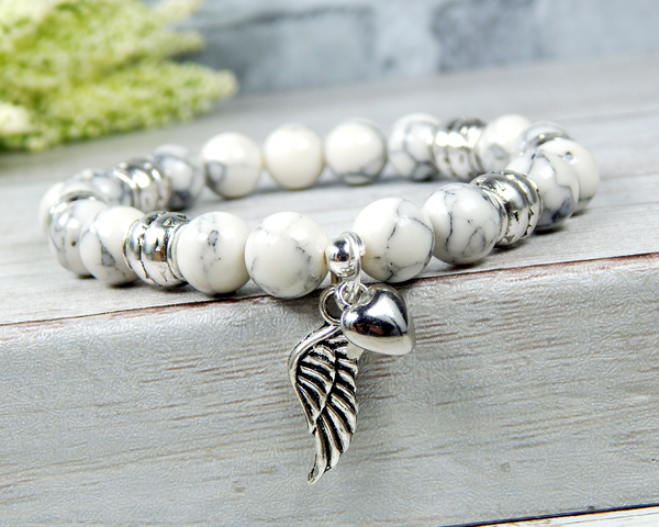 White Angel Wing Bracelet - Remembrance Jewelry for Women – Blue